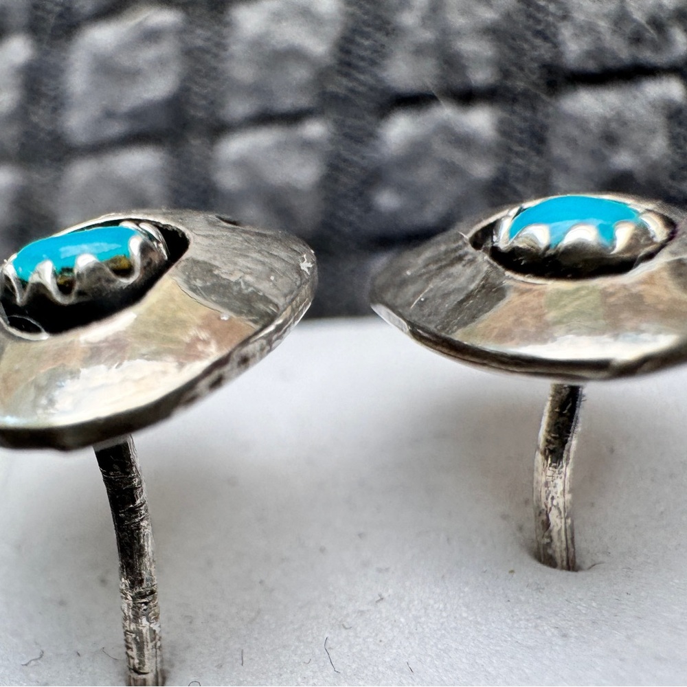 Tiny Genuine Turquoise Bear Claw Post Earrings - image 4